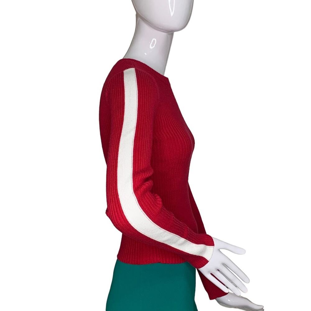 Hollister Y2K Fine Knit Long Sleeve Red with White Strips on Arms Size S